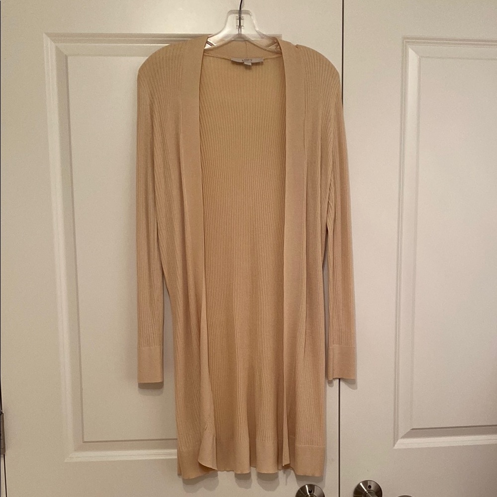 LOFT Light Tan Ribbed Cardigan New with no tags.